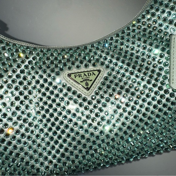 NWT! PRADA RE-EDITION SHOULDER BAG-CRYSTALIZED AQUA-NEVER WORN- LIMITED EDITION - Picture 9 of 10